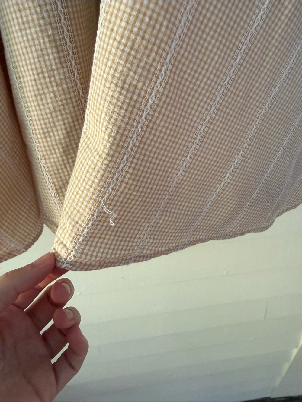 Earth Music & Ecology | Cottagecore Gingham Midi Skirt Beige Free Size - Picture 9 of 10